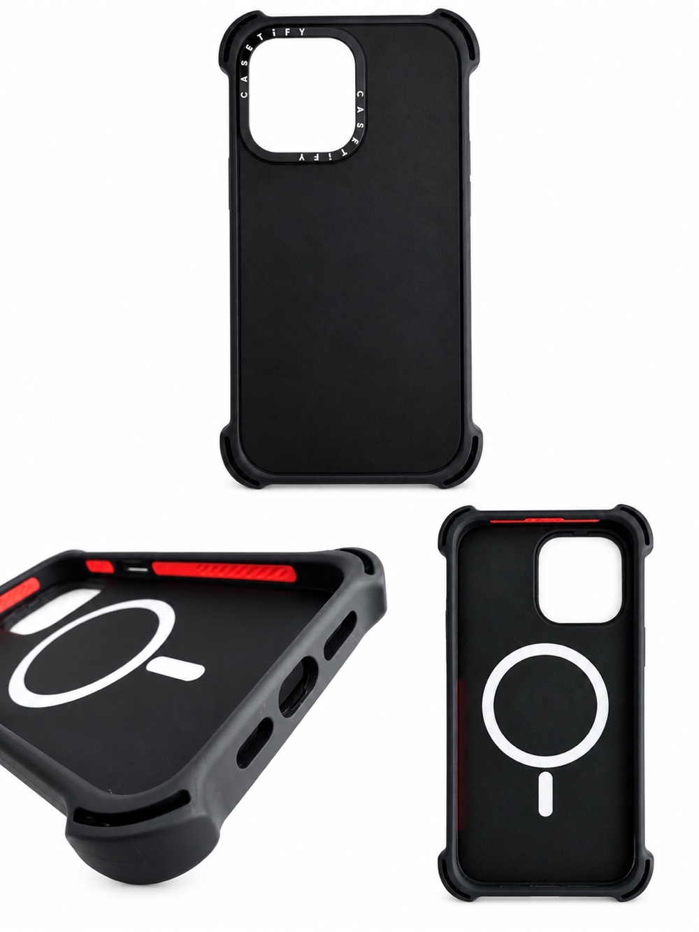 Black MagSafe-Compatible Protective Phone Case - Slim Rugged Design